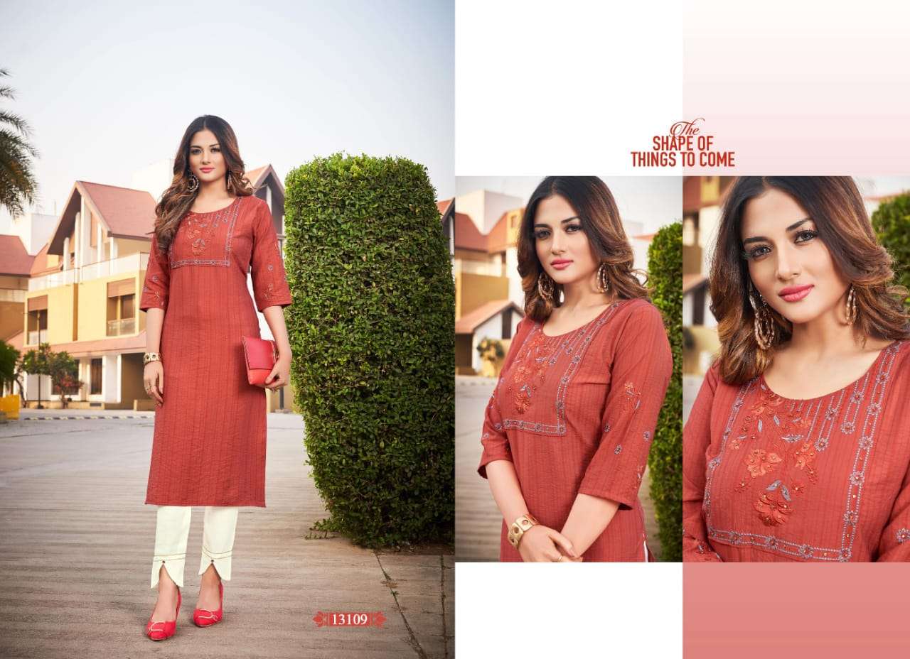 Kalaroop By Kajree-Score-Rayon-Embroidery-HandWork-Kurti-13109